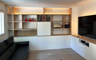 Mueble de salón con luces LED de colores