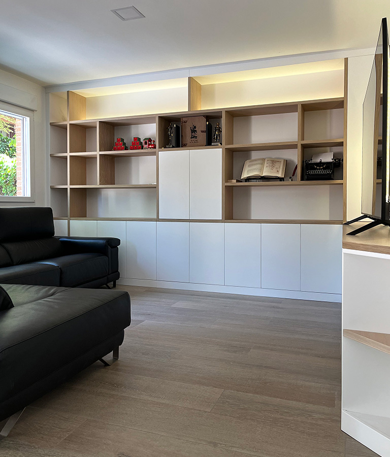 Led amarillo Mueble de salón a medida con luces led