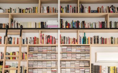 Librería doble altura con espacio para CDs