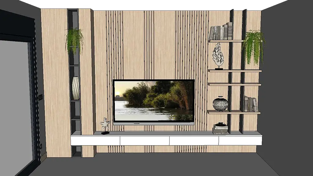 Hall de vivienda con puerta a medida color nogal