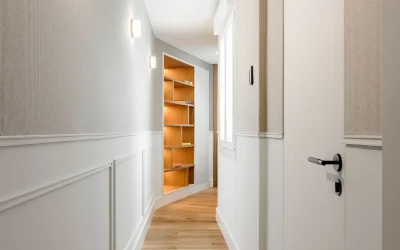 Estantería para pasillo blanco y roble